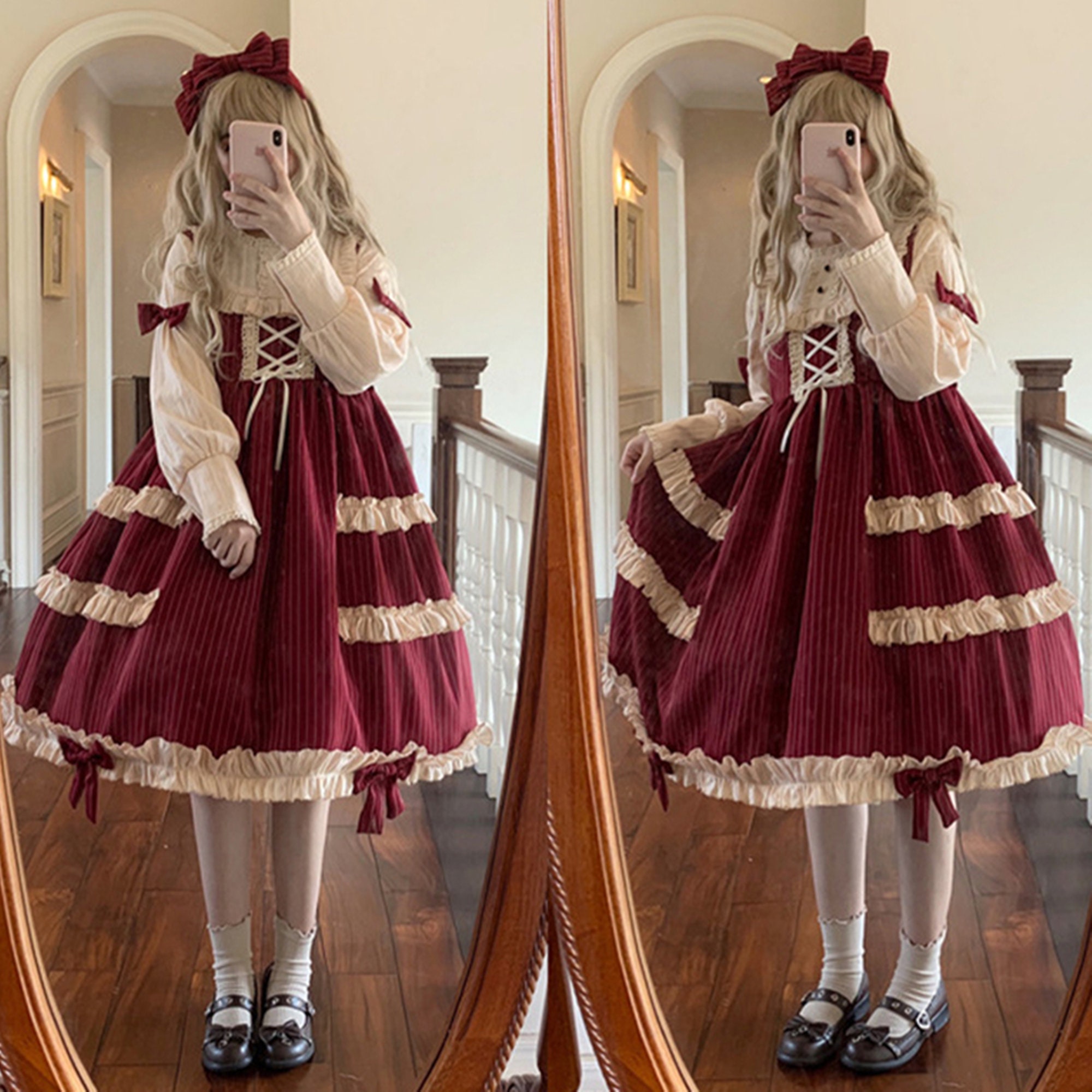 Goth Lolita Dress with Puff Sleeve - Y2K Fashion