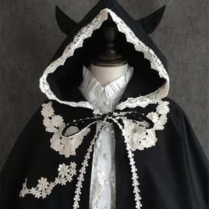 Goth Lolita Hood with Black Lace - Y2K Clothing