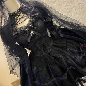 Gothic Black Rose Lolita Party Costume Dress