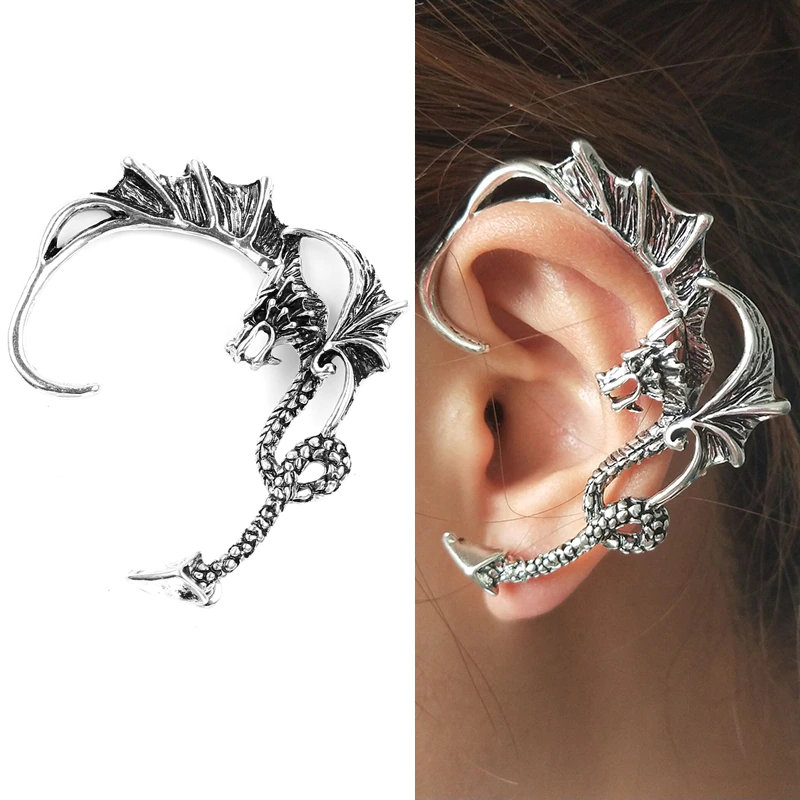 Gothic Demonic Dragon Ear Cuff - Y2K Clothing