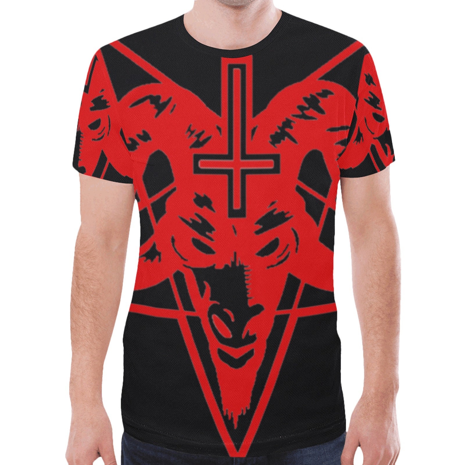 Gothic Devil Baphomet T-Shirt for Y2K Clothing