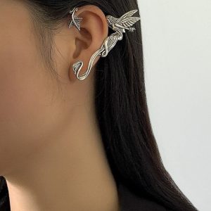 Gothic Devil Dragon Ear Cuff - Medieval Monster Climber