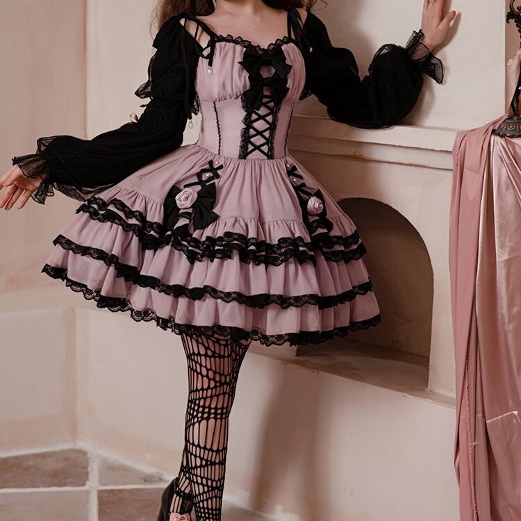 Gothic Dresses with Sleeves - Y2K Clothing