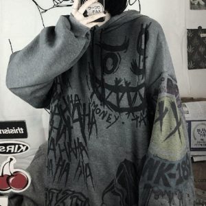 Gothic Harajuku Hoodie Sweater - Y2K Fashion Statement