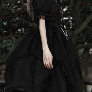 Gothic Lolita Dress - Black Summer Fashion Set