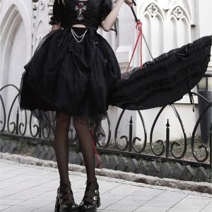 Gothic Lolita Dress - Black Summer Fashion Set