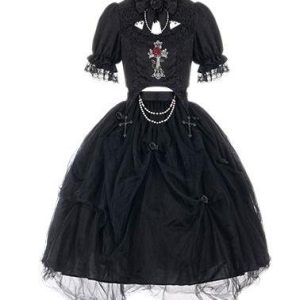 Gothic Lolita Dress - Black Summer Fashion Set