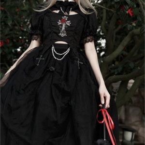 Gothic Lolita Dress - Black Summer Fashion Set