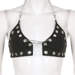 Gothic Patchwork Bustier Vest - Y2K Clothing