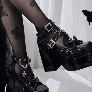 Gothic Platform Shoes with Detachable Chains