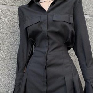 Gothic Pleated Streetwear Dress - Embrace the Y2K Trend