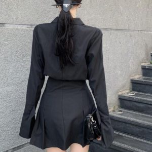 Gothic Pleated Streetwear Dress - Embrace the Y2K Trend