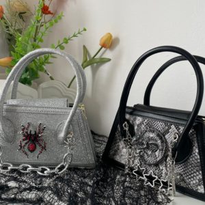 Gothic PU Leather Shoulder Bag with Star Chains