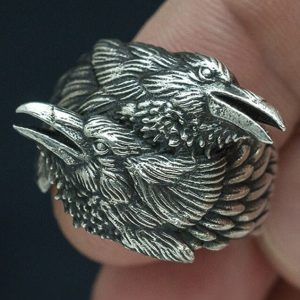 Gothic Punk Viking Ravens Crow Ring
