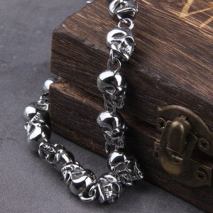 Gothic Skull Skeleton Wicca Bracelet - Stainless Steel