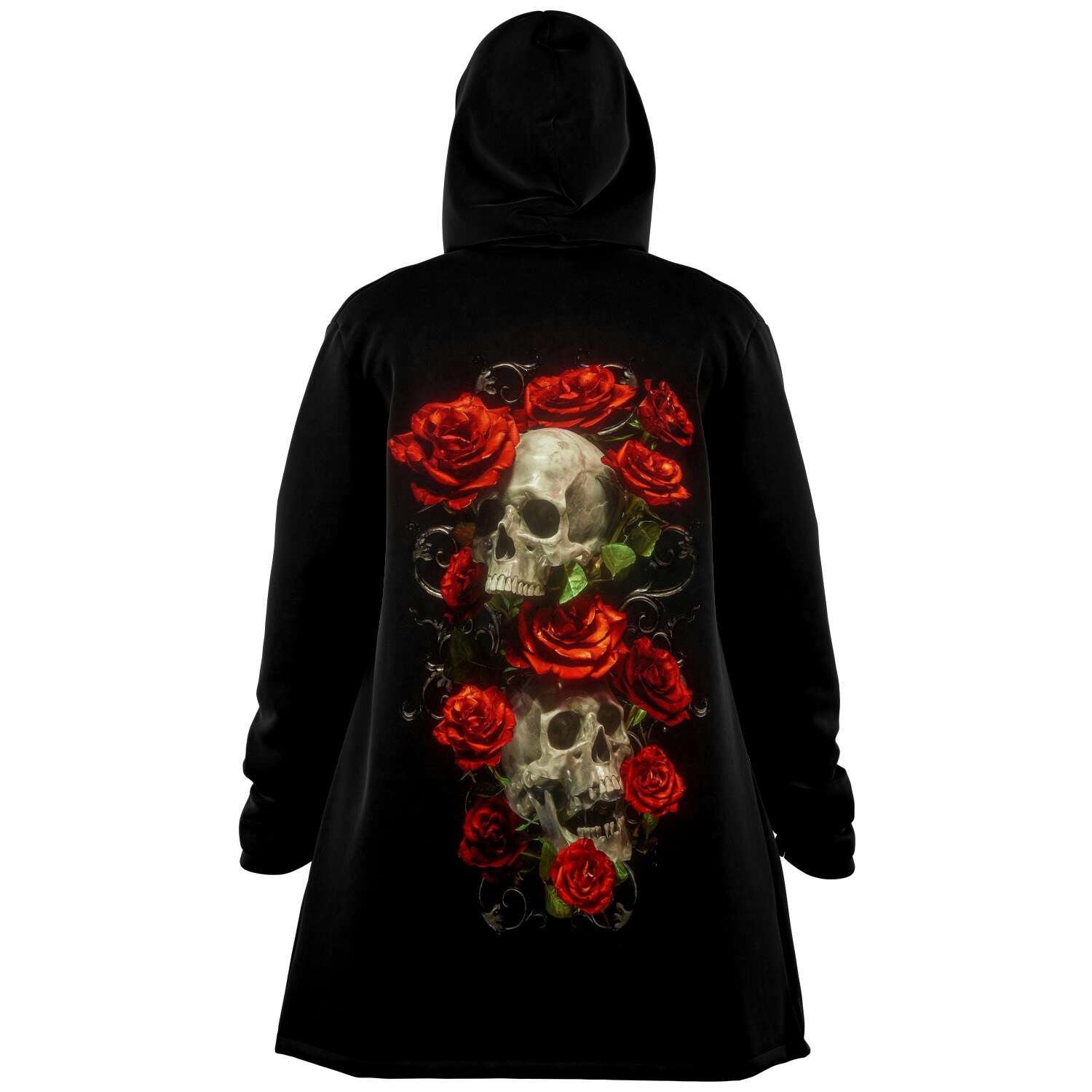 Gothic Sugar Skull Velvet Fleece Cloak