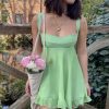 Green Baby Doll Mini Dress - Y2K Clothing