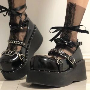 Handmade High Platform Goth Shoes - Y2K Fashion