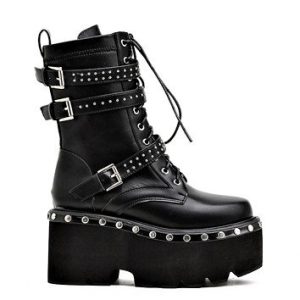 Handmade Punk Gothic Motorcycle Women's Platform Boots