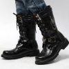 Handmade Vegan Leather Biker Boots - Y2K Men's Fashion