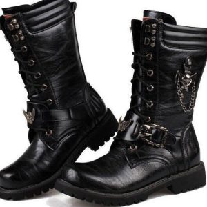 Handmade Vegan Leather Biker Boots - Y2K Men's Fashion