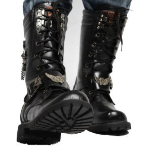 Handmade Vegan Leather Biker Boots - Y2K Men's Fashion