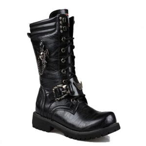 Handmade Vegan Leather Biker Boots - Y2K Men's Fashion