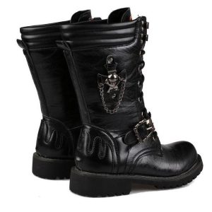 Handmade Vegan Leather Biker Boots - Y2K Men's Fashion