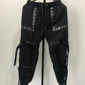 Handmade Woven Rivet Patchwork Gothic Cargo Pants