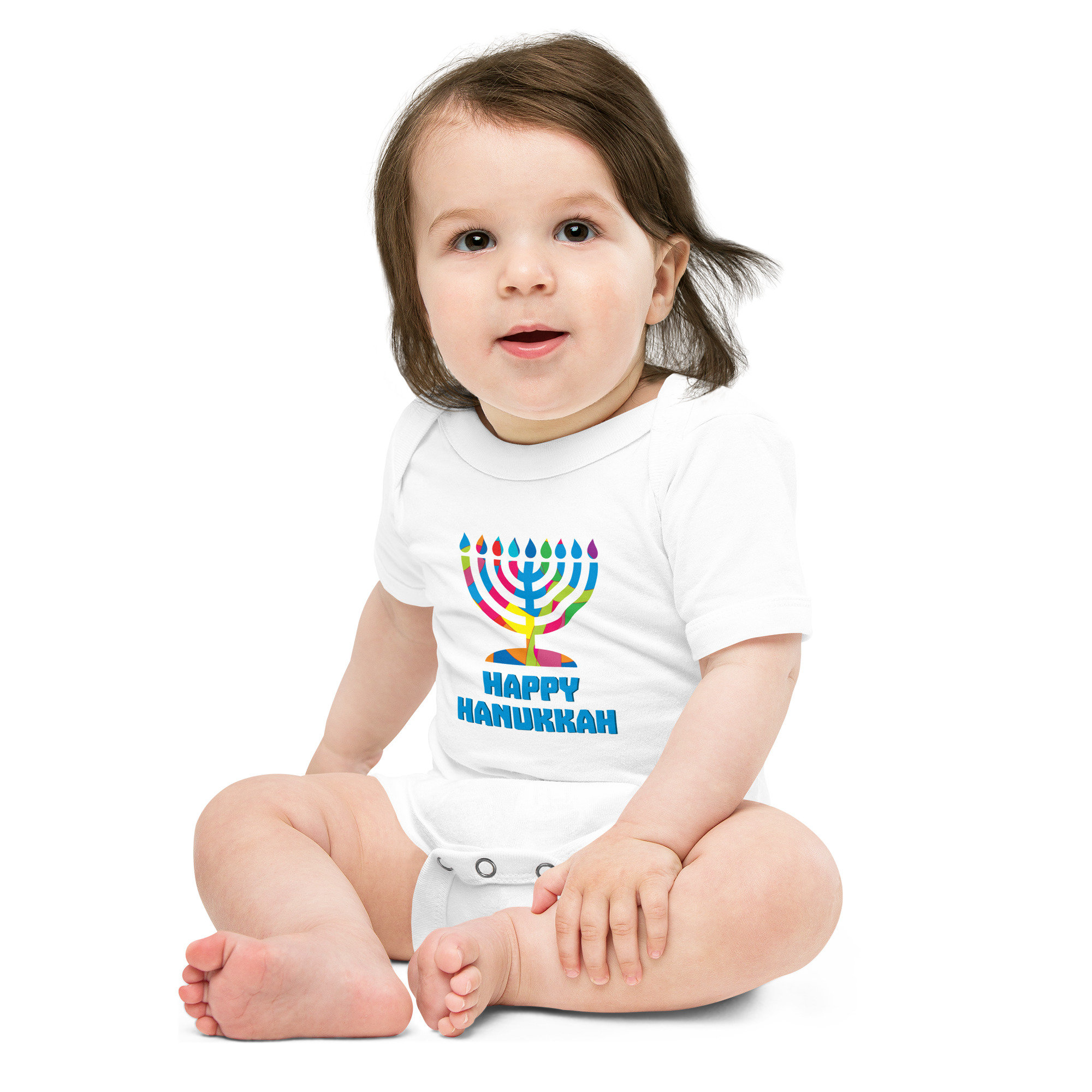 Happy Hannukah Baby Short Sleeve One Piece