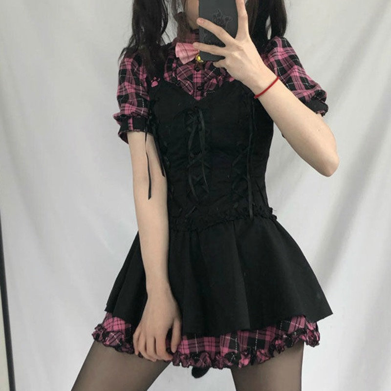 Harajuku Kawaii Y2K Mini Dress - Anime Style