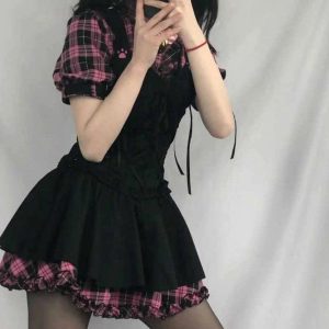 Harajuku Kawaii Y2K Style Mini Dress - Anime Clothing