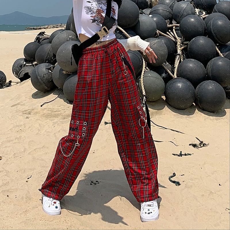 Harajuku Plaid Punk Baggy Cargo Pants