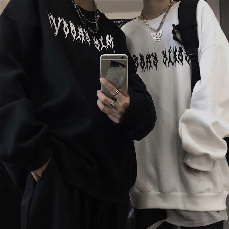 Harajuku Spine Sweatshirt - Y2K Grunge Gothic Dark Academia