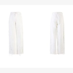 Harajuku White High Waist Ripped Jeans