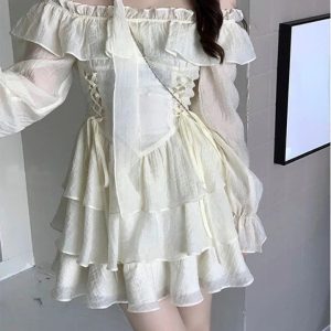 Japanese Style Ruffles Fairy Dress - Y2K Fashion Trend