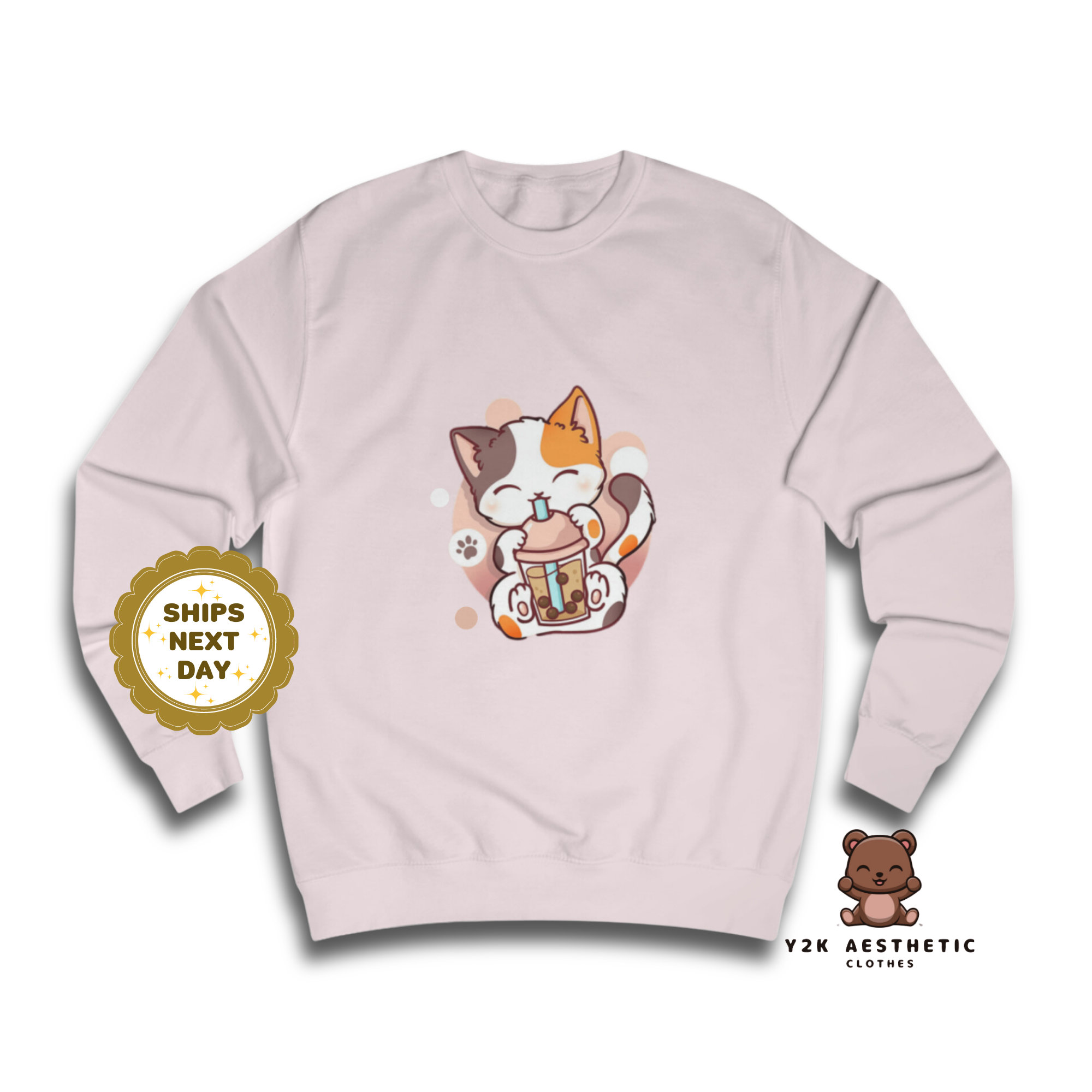 Kawaii Anime Cat Hoodie - Y2K Harajuku Graphic Sweatshirt