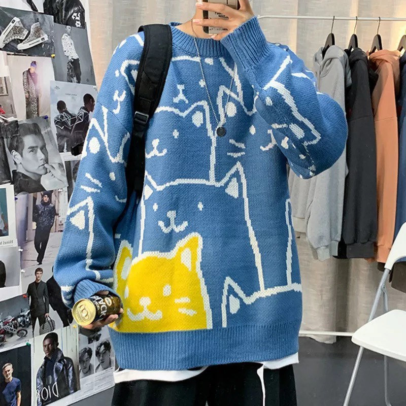 Kawaii Cat Face White Oversized Anime Hoodie