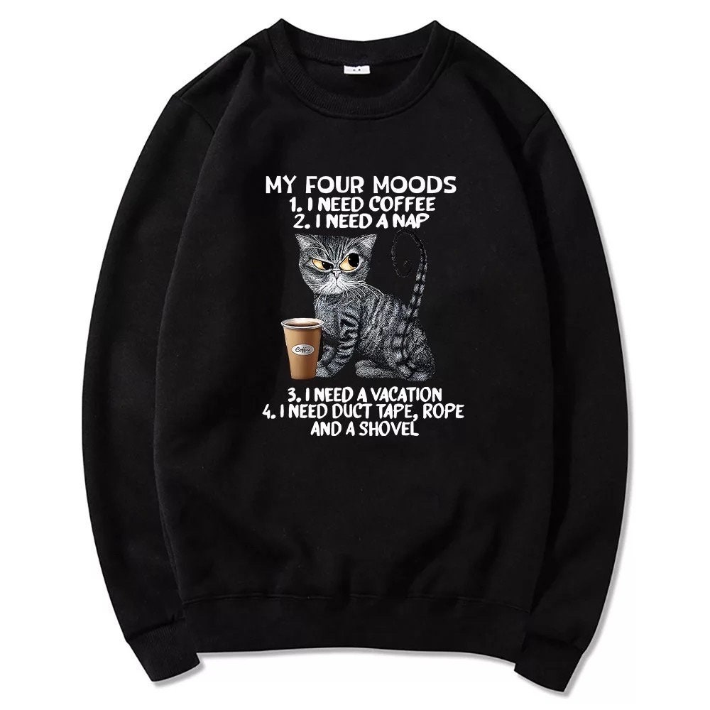 Kawaii Cats Sweater - Cat Men Sweatshirt with Kitty - Coffee Lovers Gift
