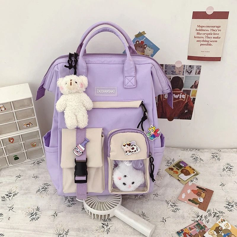 Kawaii Harajuku Backpack - Purple Waterproof Bag