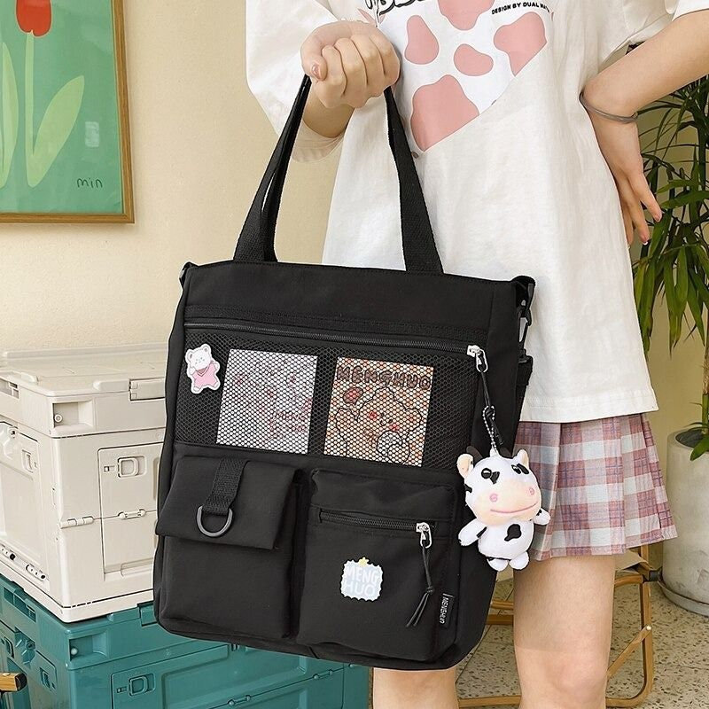 Kawaii Harajuku Cow Pendant Backpack - Cute Schoolgirl Bag