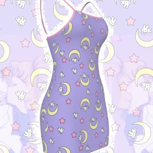 Kawaii Harajuku Pastel Lilac Usagi Pop Cami Dress