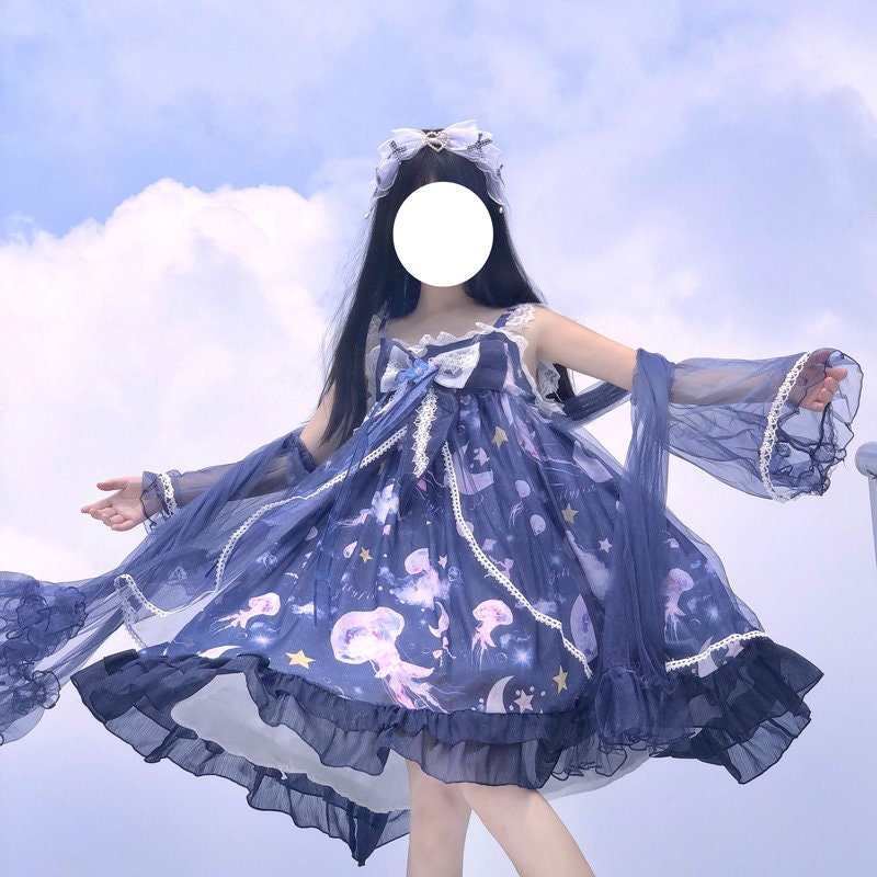 Kawaii Lolita Dress - Deep Sea Jellyfish Blue