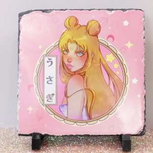 Kawaii Moon Girl Wall Art - Dreamy Japanese Stone Art D‚cor - Anime Gift