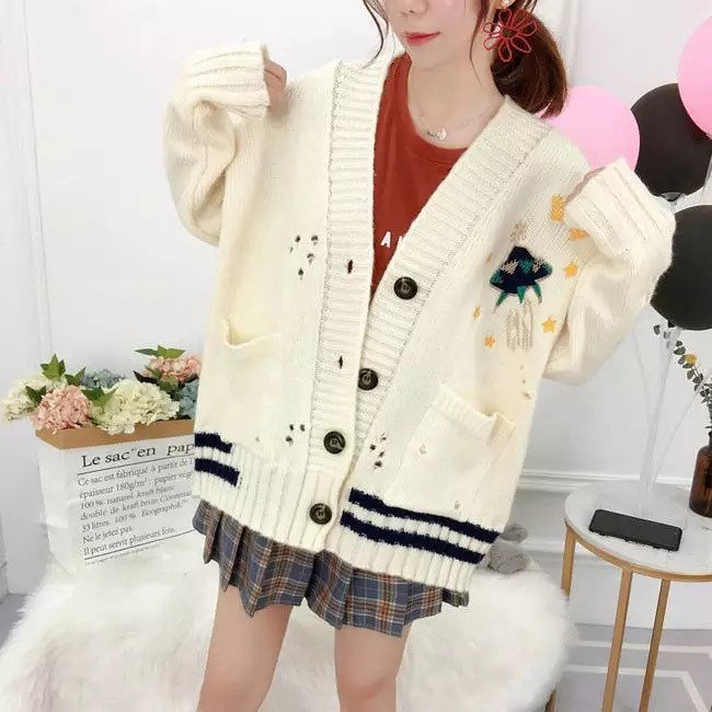 Kawaii Oversized Cosmic White Milk Hoodie