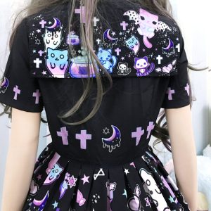 Kawaii Pastel Goth Sailor Collar Dress