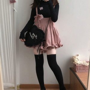 Kawaii Ruffled Suspender Dress - Harajuku Lolita Style