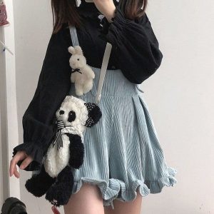 Kawaii Ruffled Suspender Dress - Harajuku Lolita Style