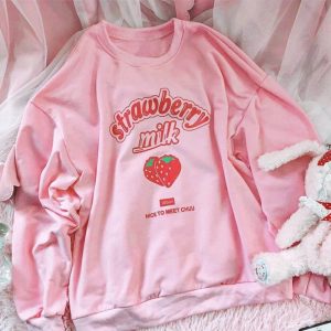 Kawaii Strawberry Milk Sweatshirt - Harajuku Anime Hoodie