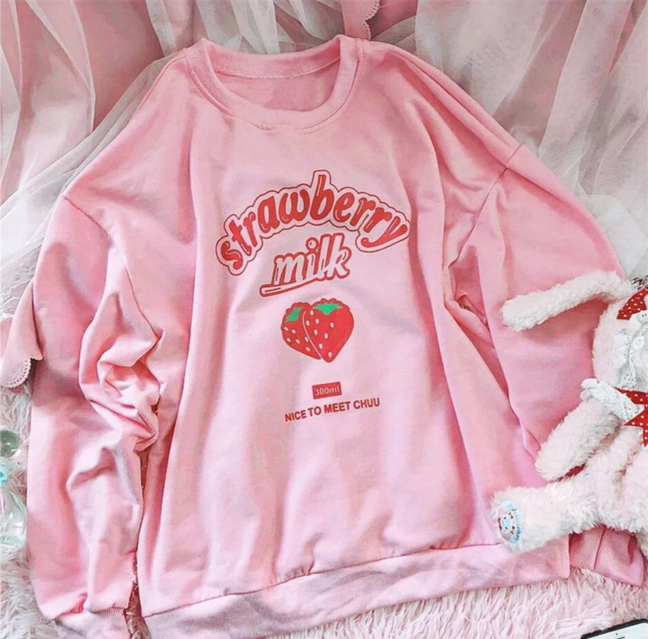 Kawaii Strawberry Milk Sweatshirt - Harajuku Anime Hoodie